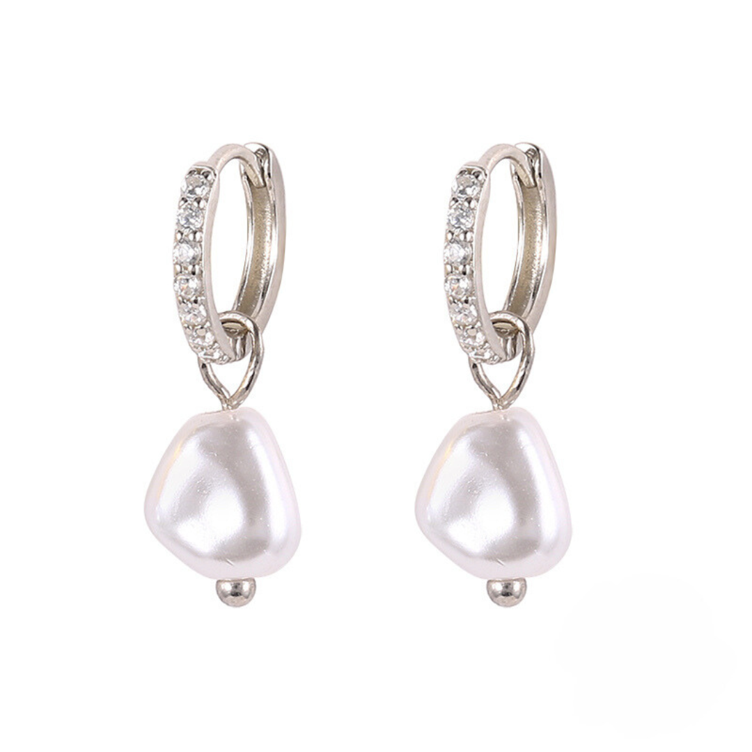 Iced Pearl drop earring