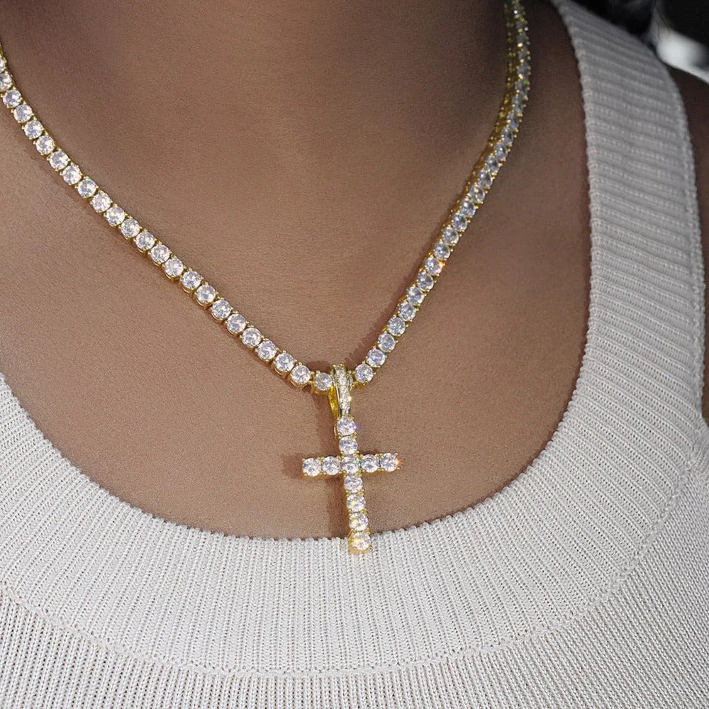 Iced Bold Cross Chain