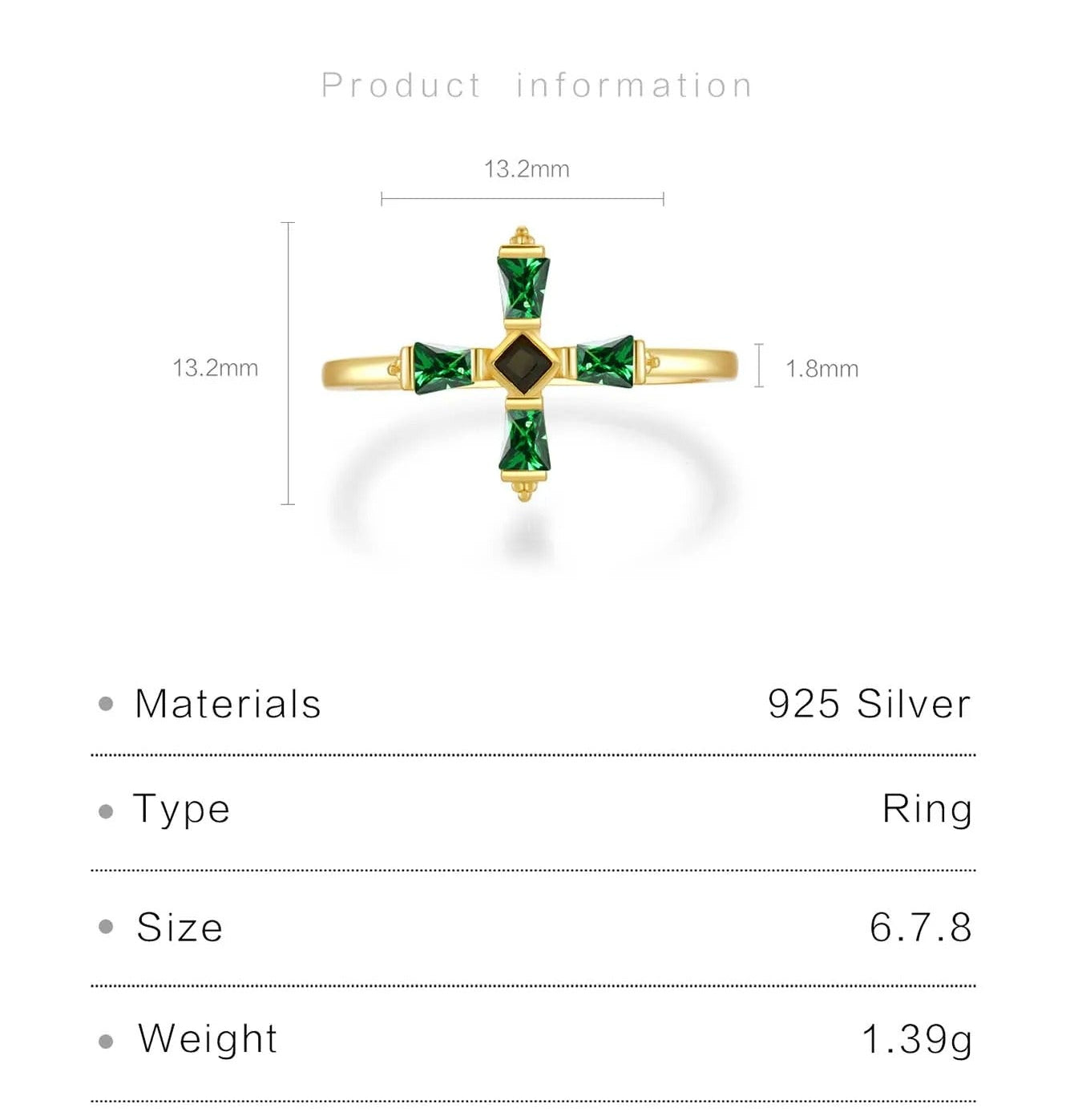 Emerald Cross Ring