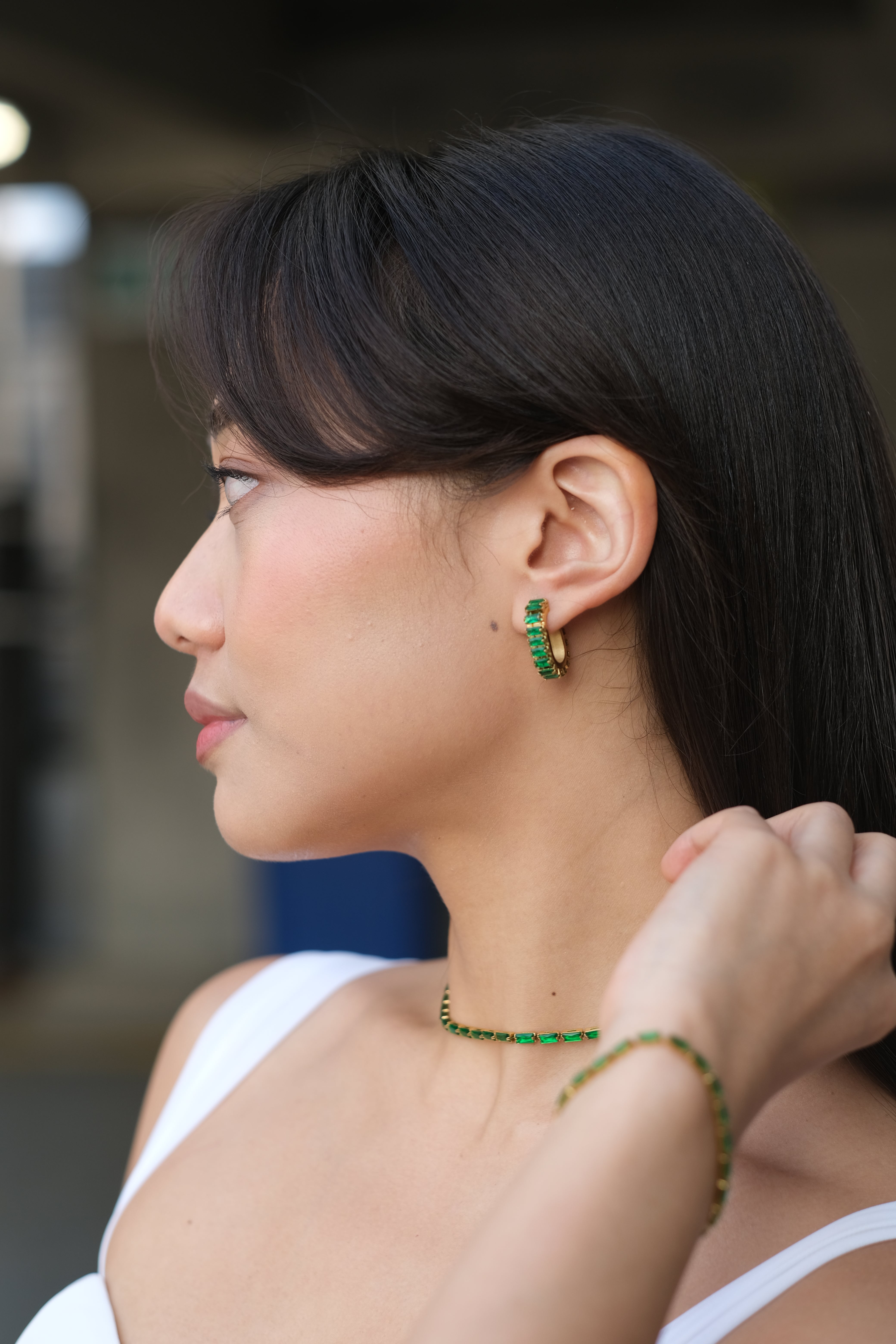 Zirconia Earring (Green)