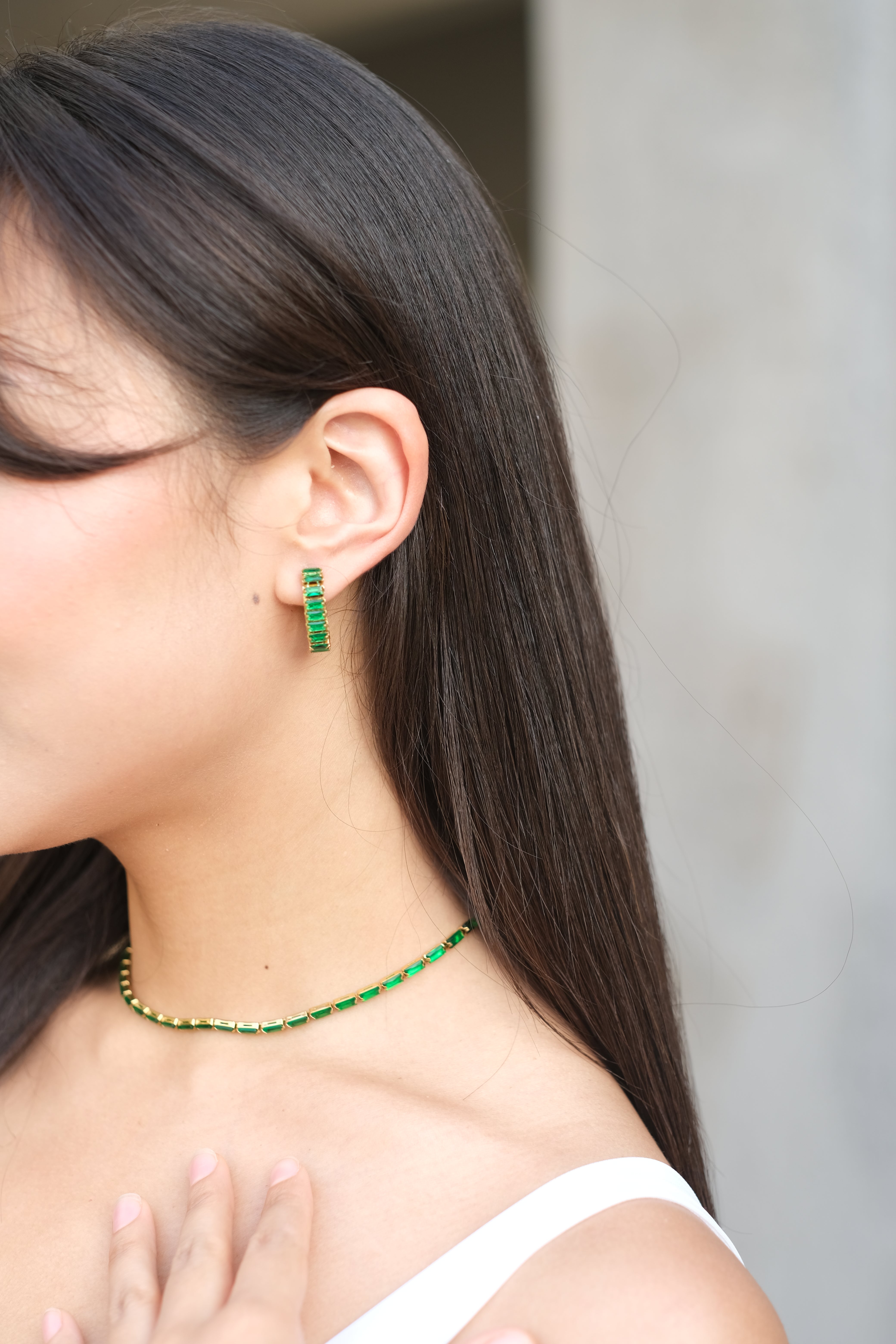 Zirconia Earring (Green)