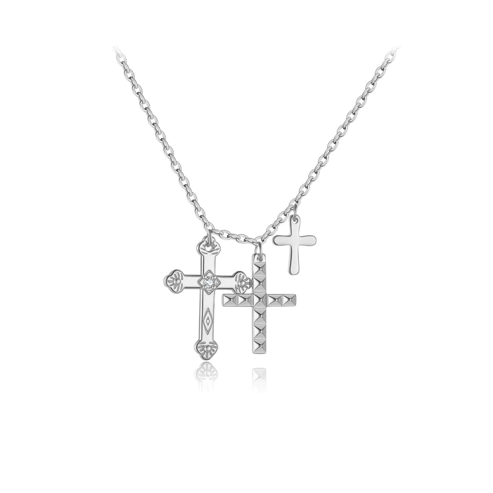 Trinity Cross Necklace (Silver)