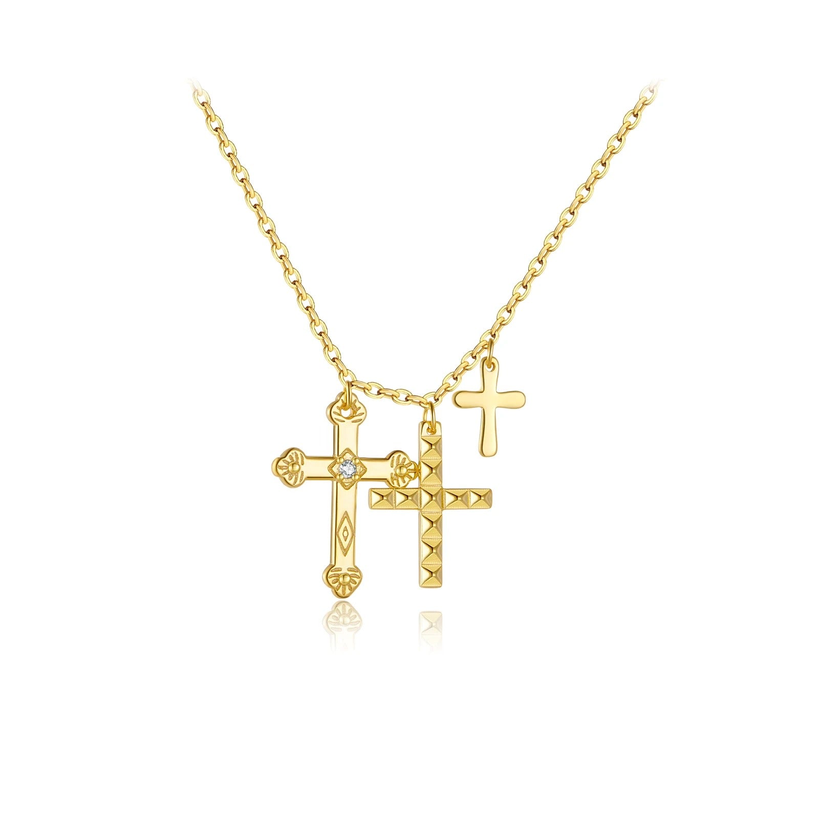 Trinity Cross Necklace (Gold)